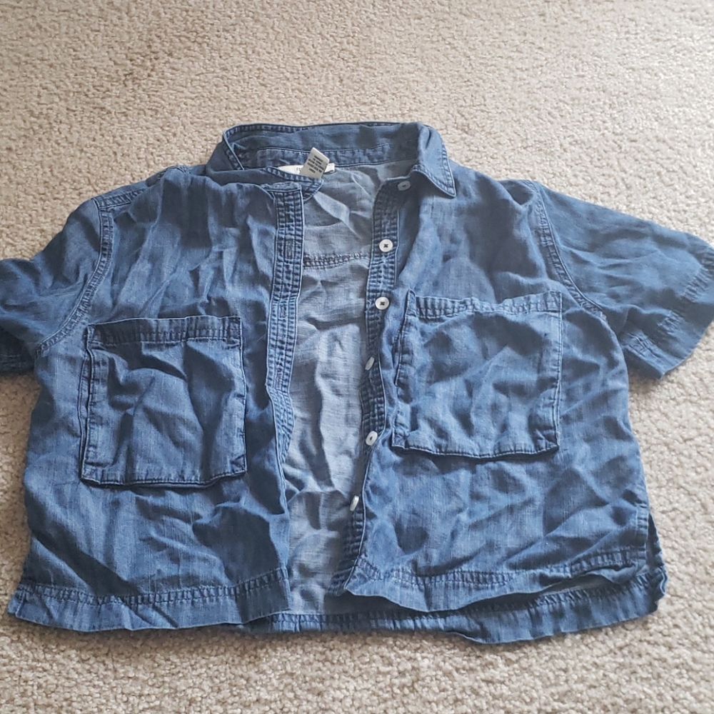 Denim button up crop top